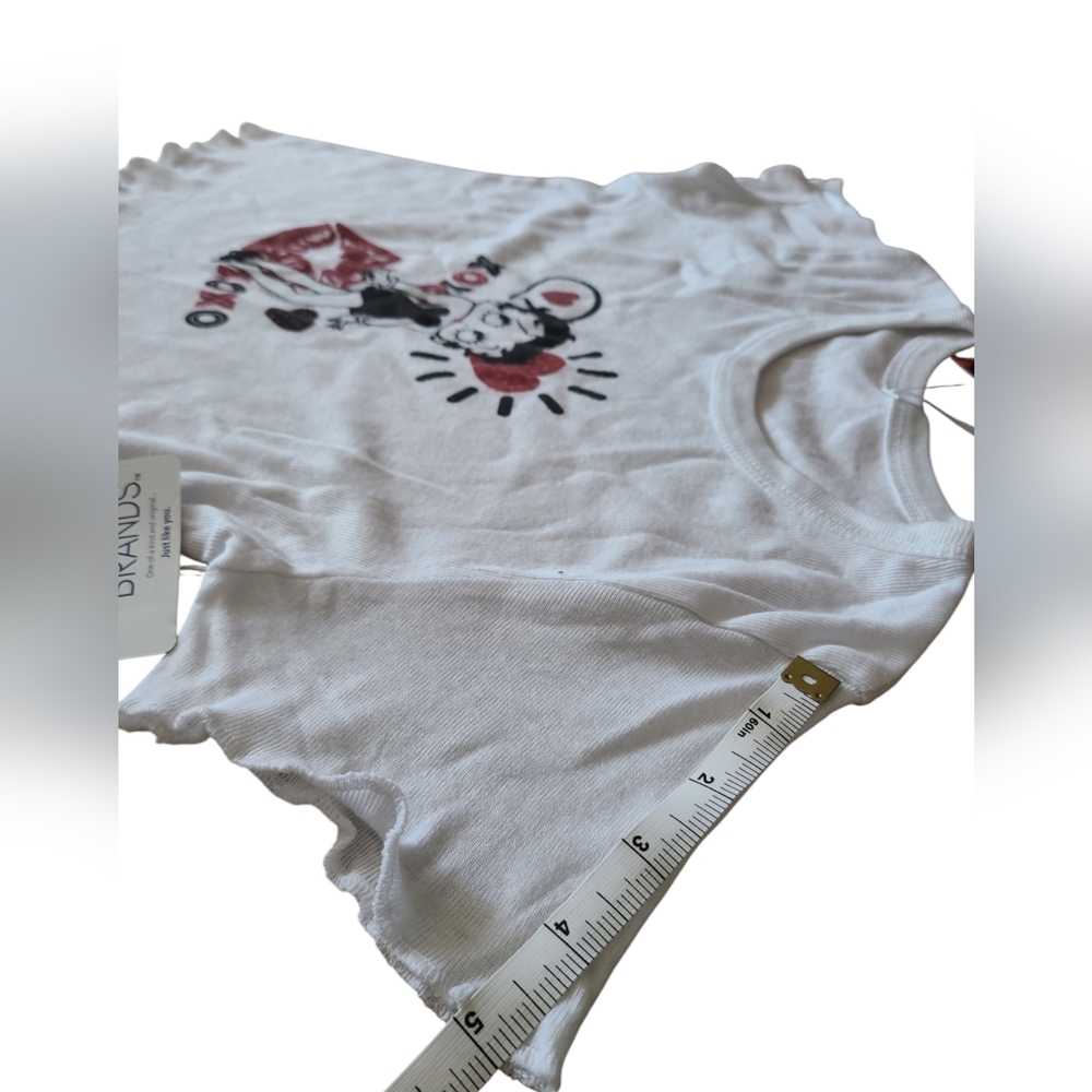 BRISCO BRANDS | BETTY BOOP CROPPED GRAPHIC T-SHIRT | WHITE | SIZE SMALL - Picture 7 of 10